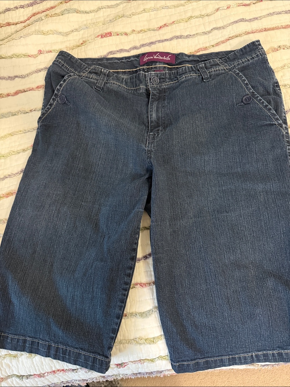 Gloria Vanderbilt Women's Dark Blue Cropped Denim Bermuda Shorts